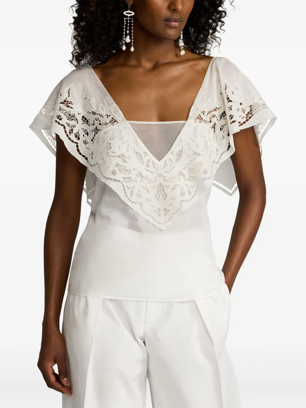Ralph Lauren Collection Top met kant Wit