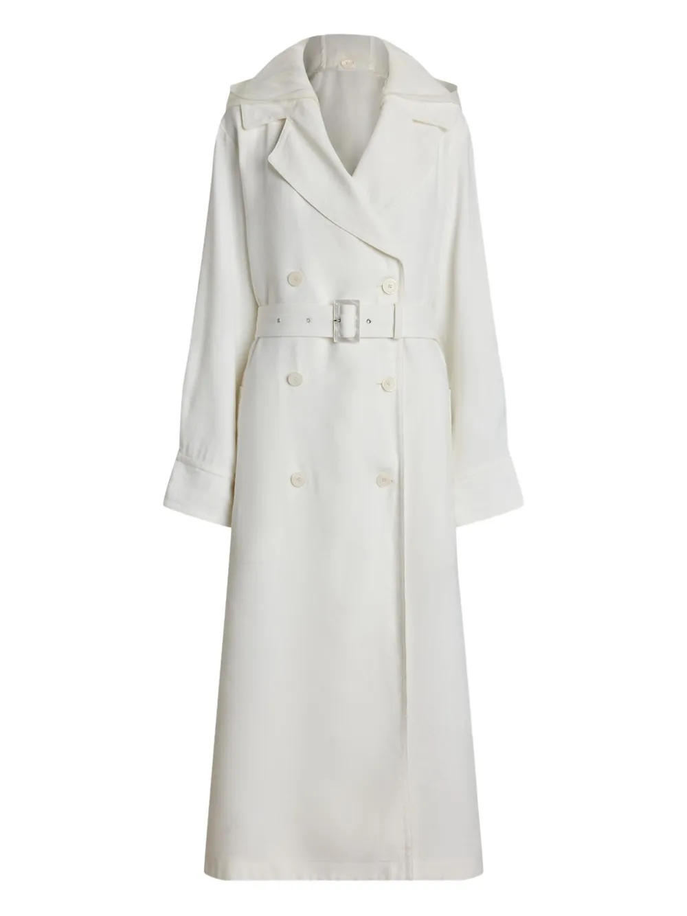 Ralph Lauren Collection Trenchcoat met dubbele rij knopen en ceintuur Wit