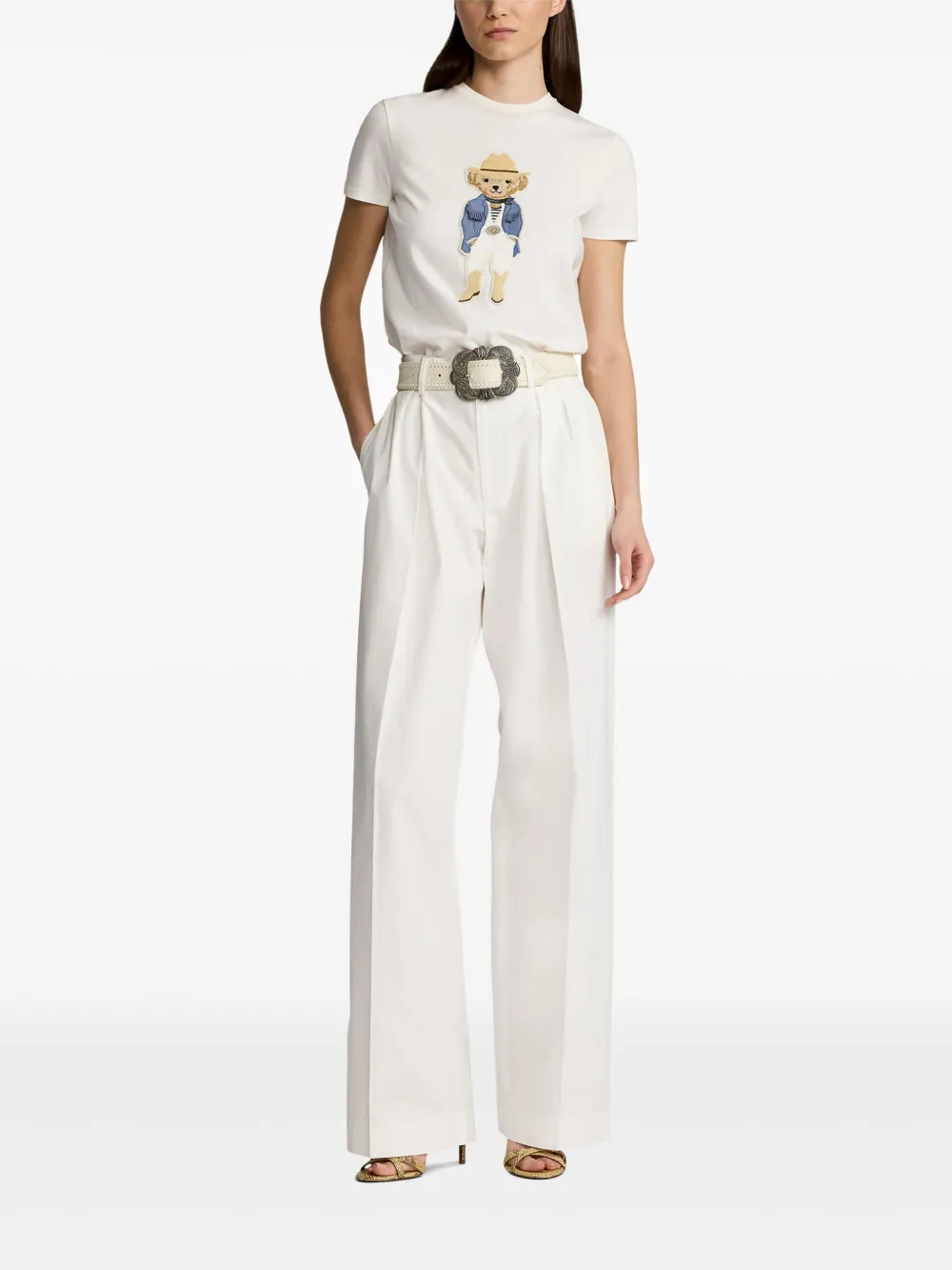 Ralph Lauren Collection T-shirt met beerprint Wit