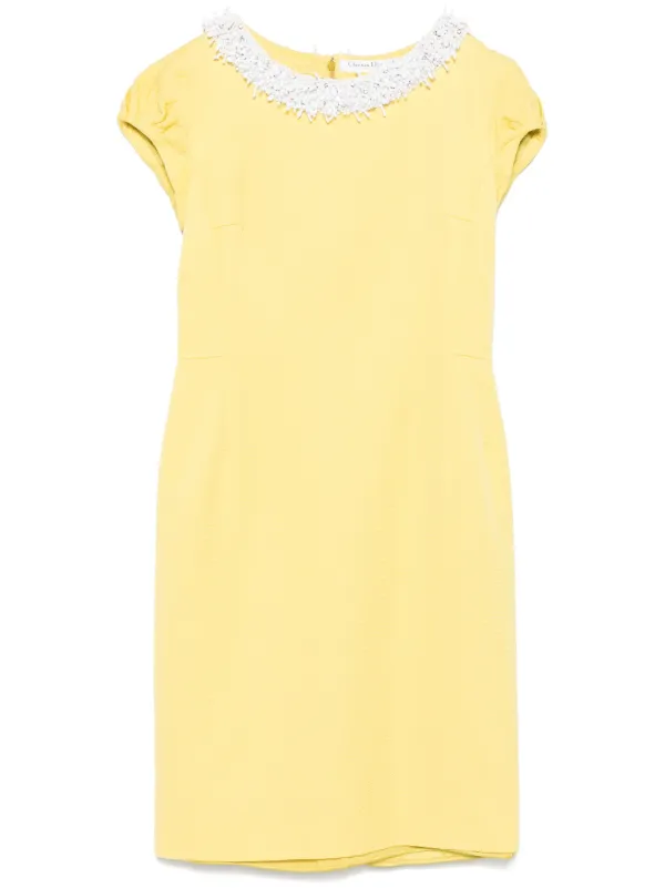 Dior 2009 Bead-embellished Midi Dress - Yellow Dior 2009 Bead-embellished Midi Dress - Yellow