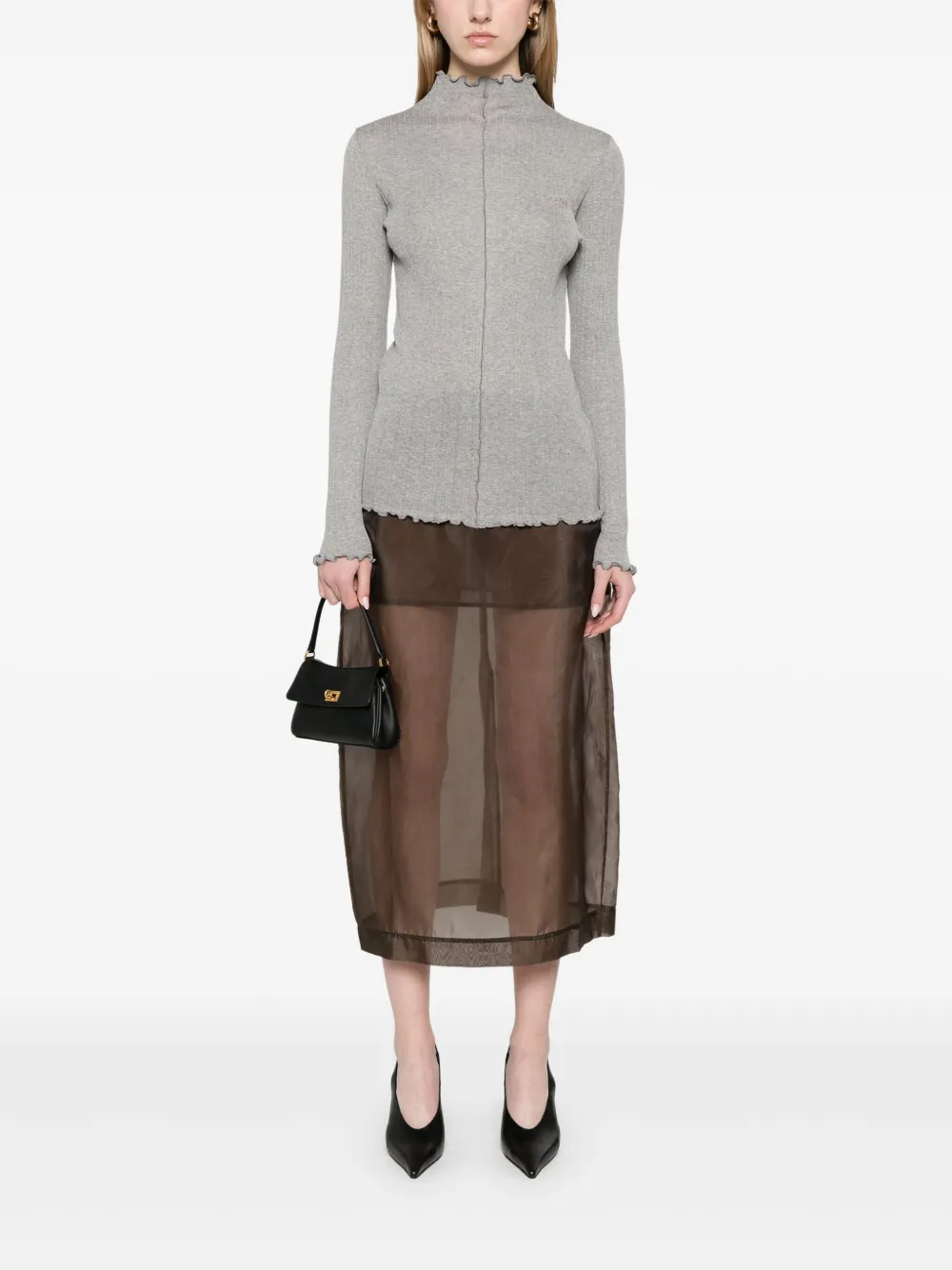 FENDI Ribgebreide top Grijs
