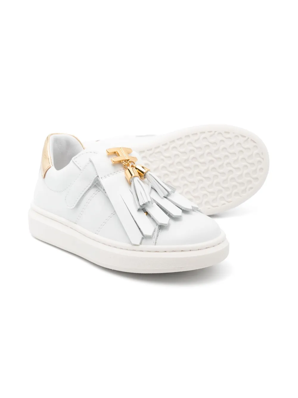 Elisabetta Franchi La Mia Bambina Leren sneakers - Wit