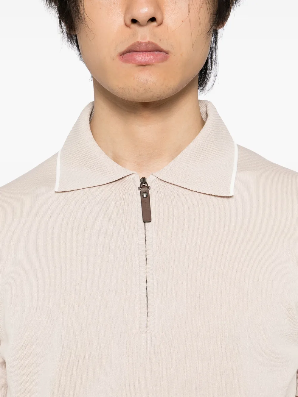 cotton zipped polo shirt