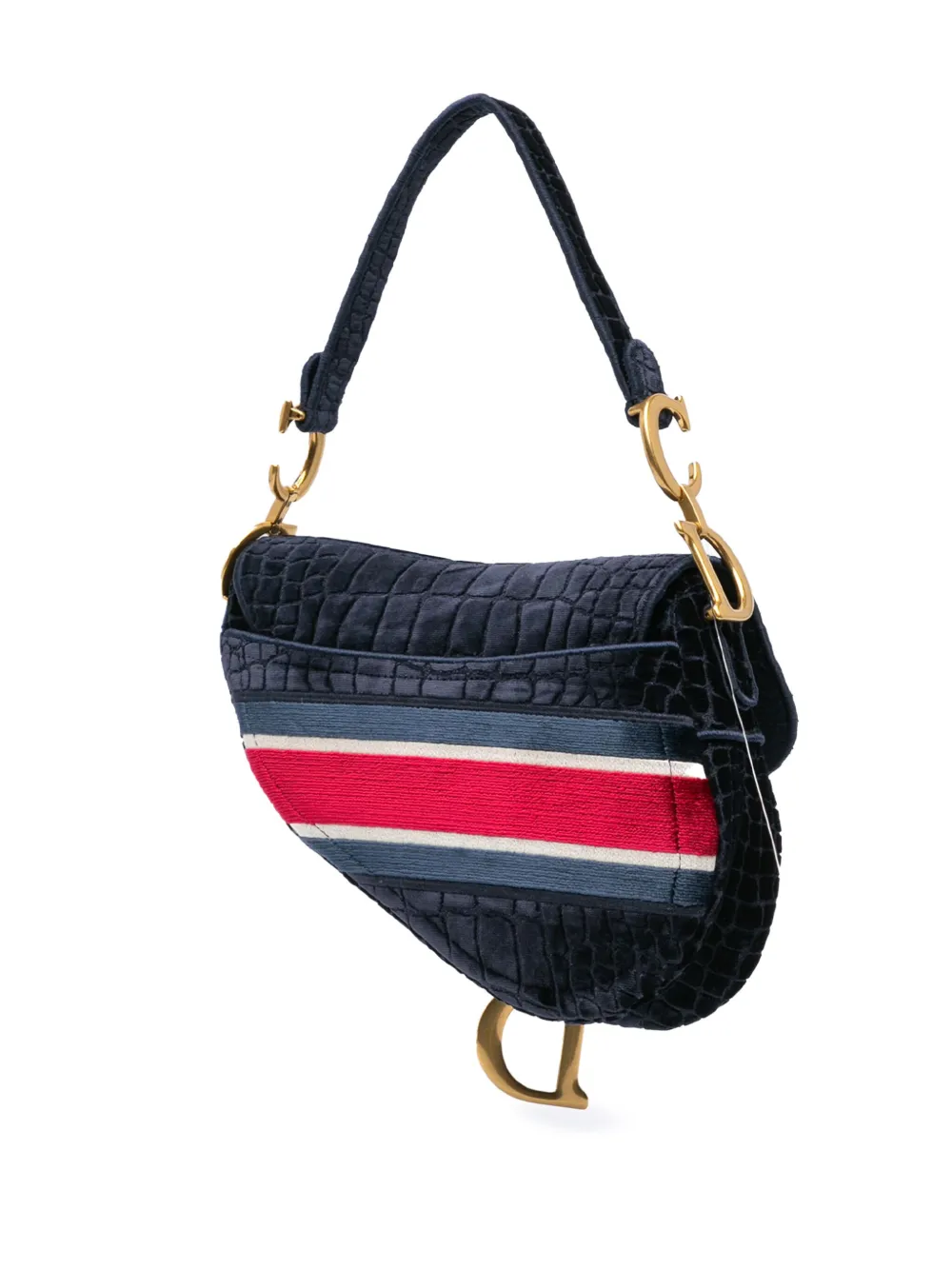 Christian Dior Pre-Owned 2021 Velvet Crocodile Effect Embroidered Saddle Bag shoulder bag | Pre-Owned | Image 2