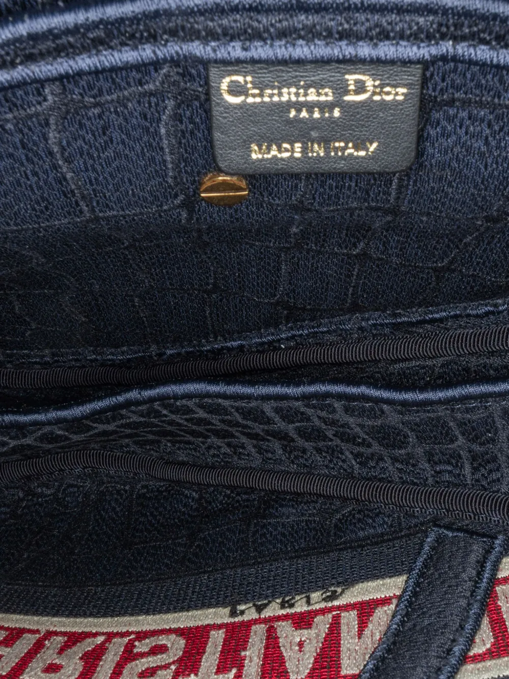 Pre-owned Dior 2021 Velvet Crocodile Effect Embroidered Saddle Bag Shoulder Bag In Blue