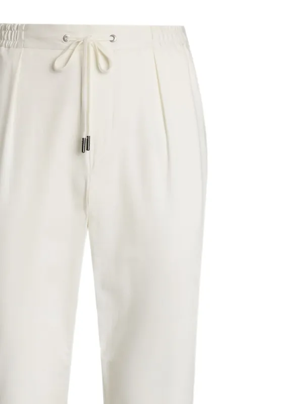 【イタリア製】RalphLauren Purple Label ホワイトパンツ Ralph Lauren Purple Label Pleated Drawstring Trousers | White