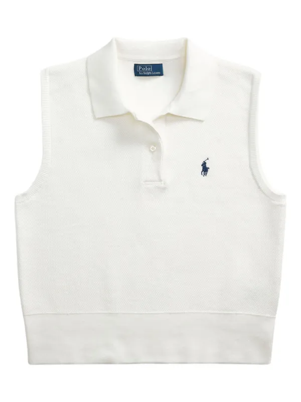 8YARDS ホワイト ノースリーブポロシャツ 8YARDS / Tagline Nosleeve