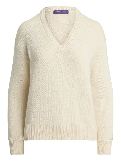 Pull en maille à col v - Ralph Lauren Collection - Modalova