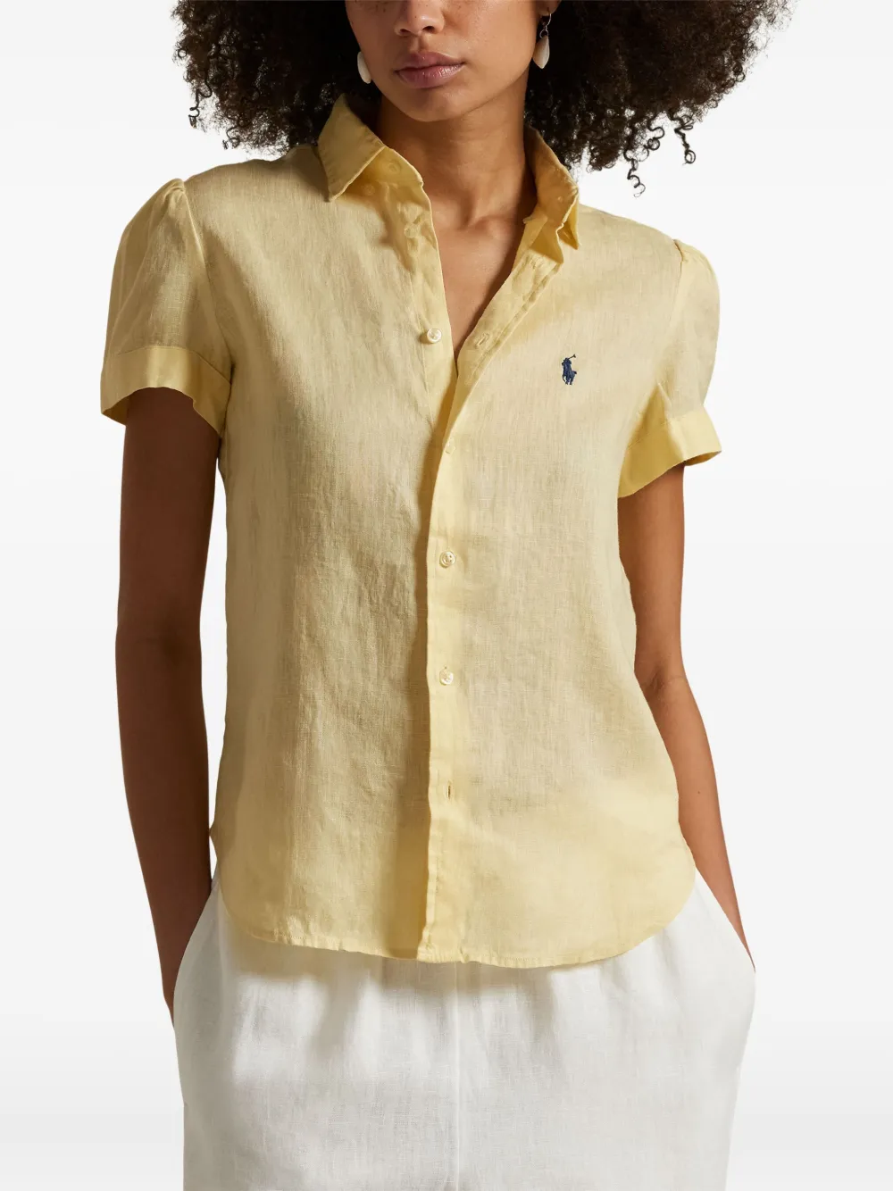 Polo Ralph Lauren Blouse met korte mouwen en knopen Geel