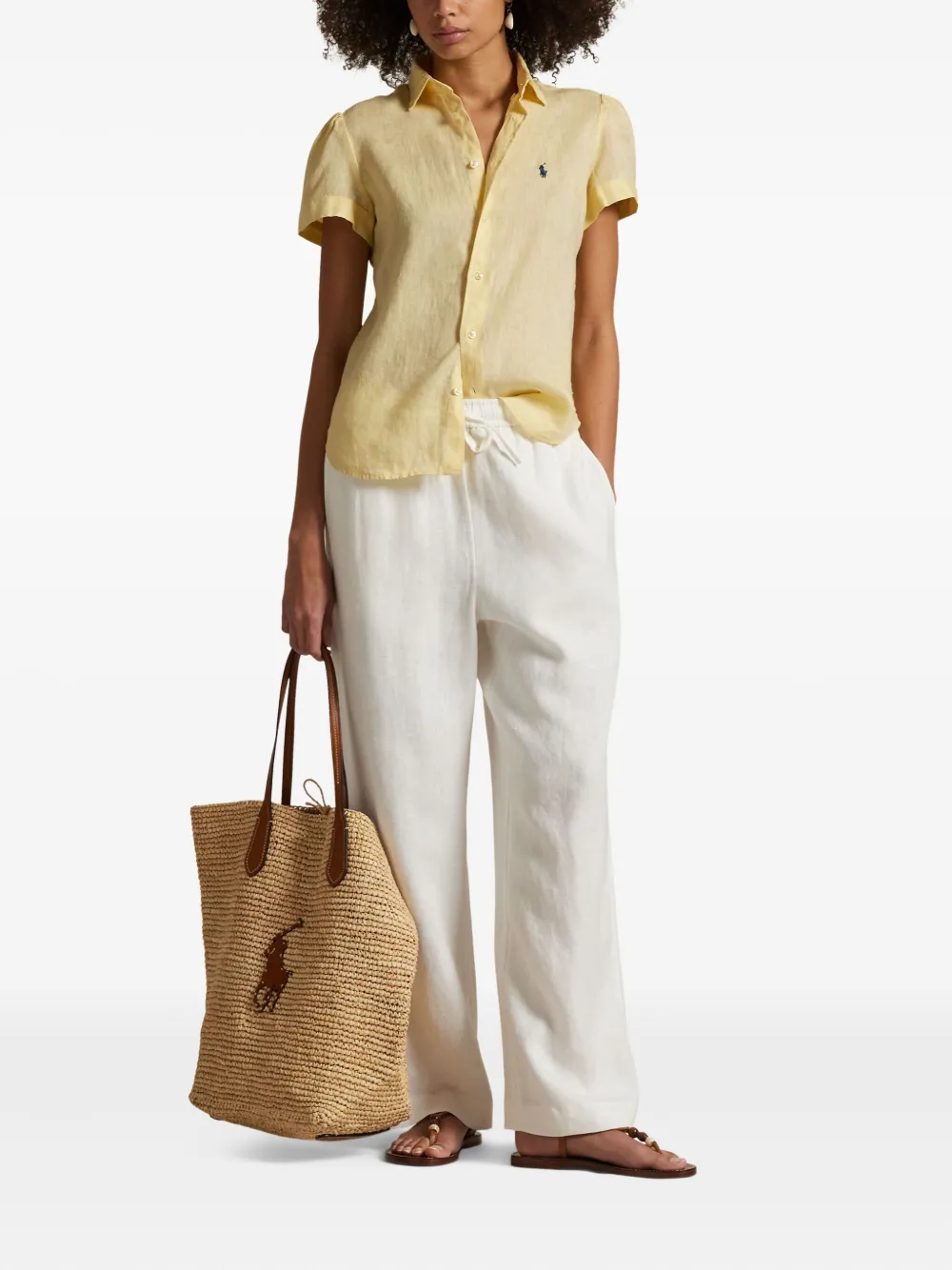 Polo Ralph Lauren Blouse met korte mouwen en knopen Geel