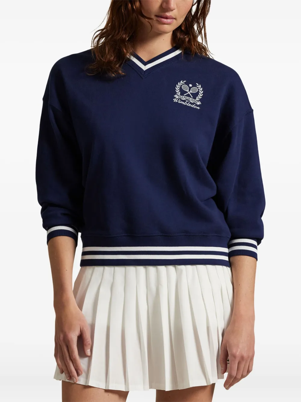 Polo Ralph Lauren Sweater met V-hals en borduurwerk Blauw
