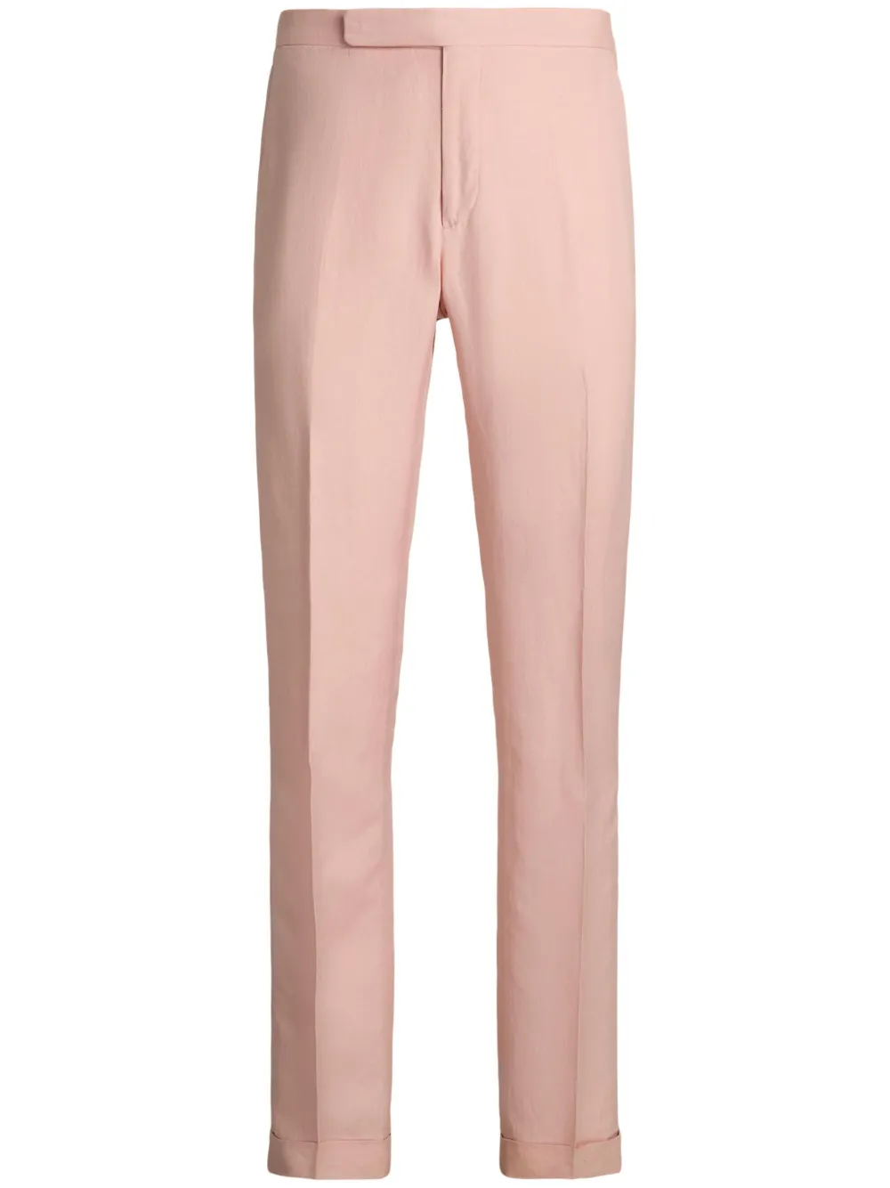 Ralph Lauren Gregory Hand-tailored Silk-linen Trouser In Pink