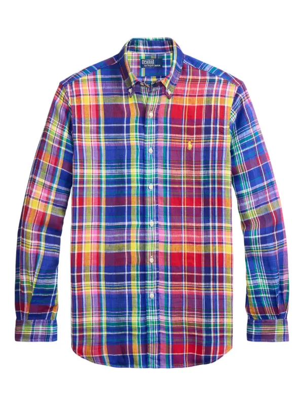 Polo Ralph Lauren Checked Shirt Blue FARFETCH EG
