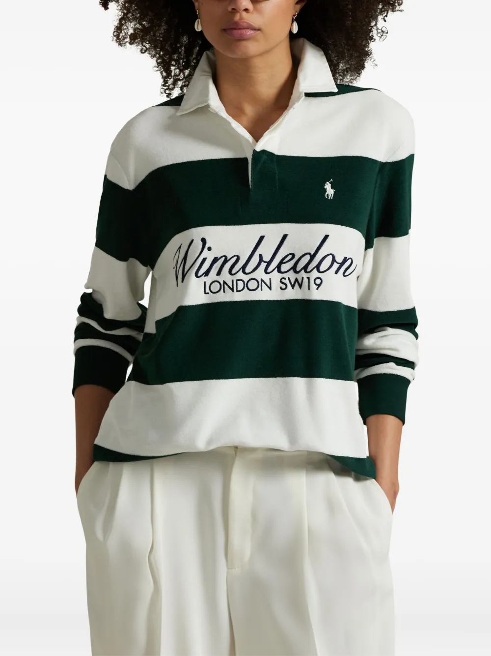 Polo Ralph Lauren x Wimbeldon gestreept rugbyshirt Groen