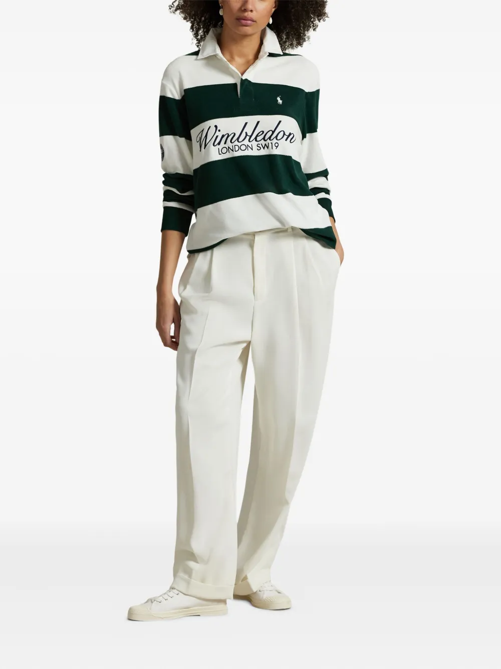 Polo Ralph Lauren x Wimbeldon gestreept rugbyshirt Groen