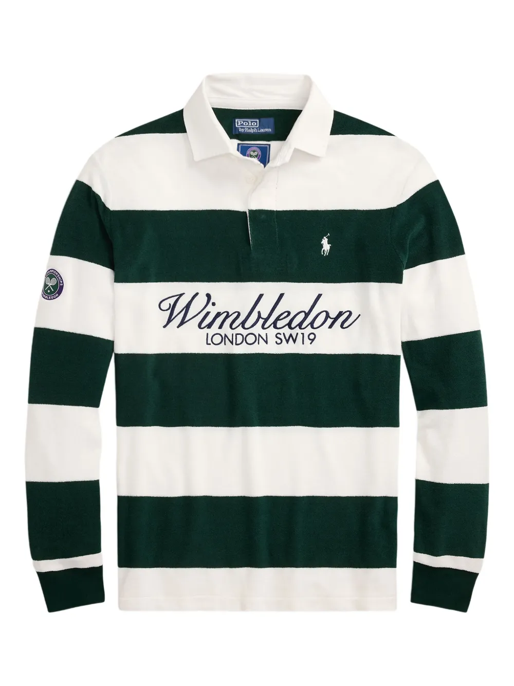 Polo Ralph Lauren playera tipo polo con rayas estampadas en colaboración con Wimbeldon | verde | Image 1