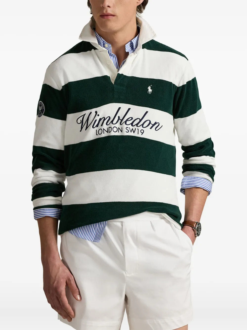 Polo Ralph Lauren x Wimbeldon gestreept rugbyshirt Groen