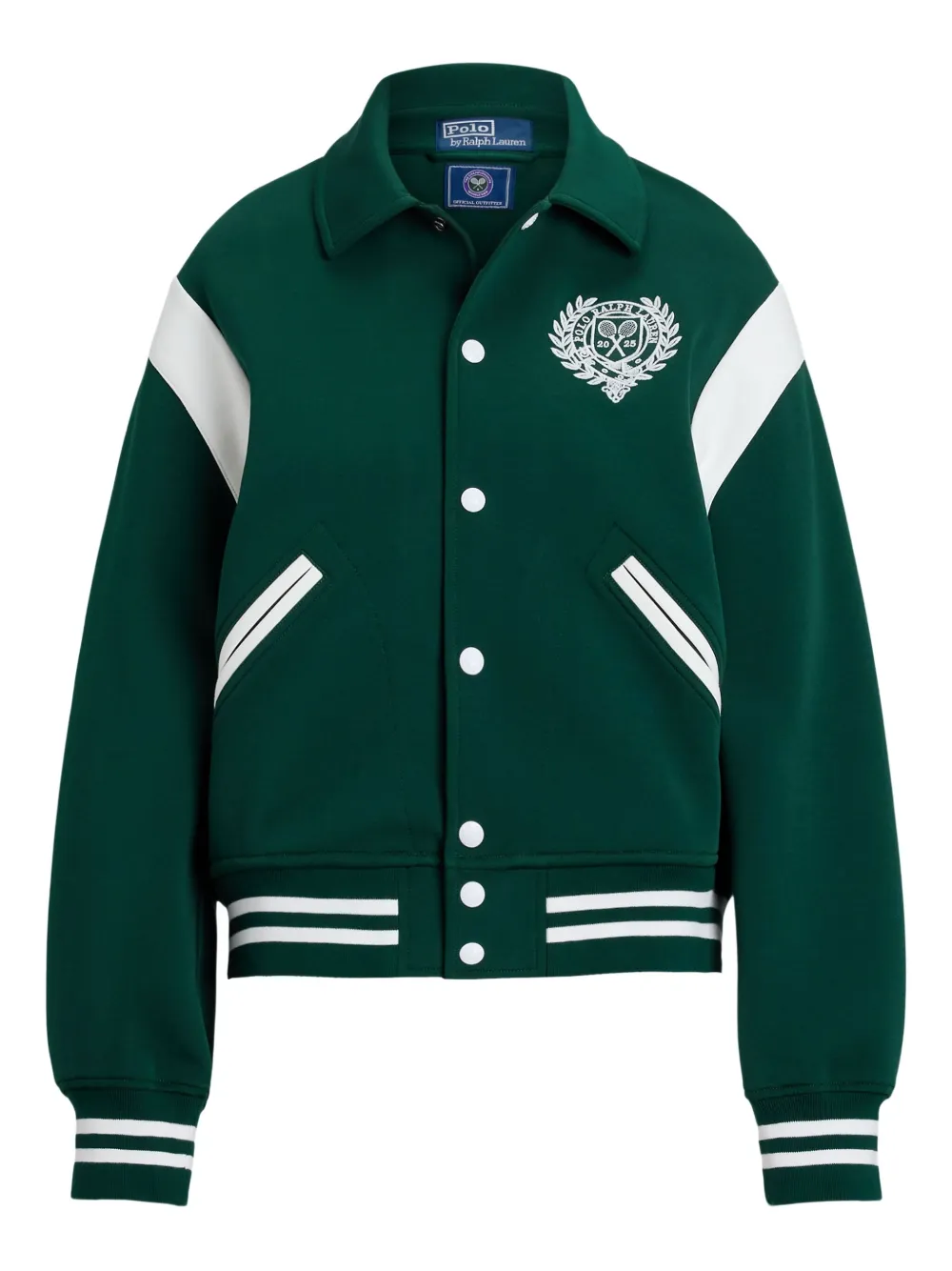 Shop Polo Ralph Lauren Contrasting-panel Varsity Jacket