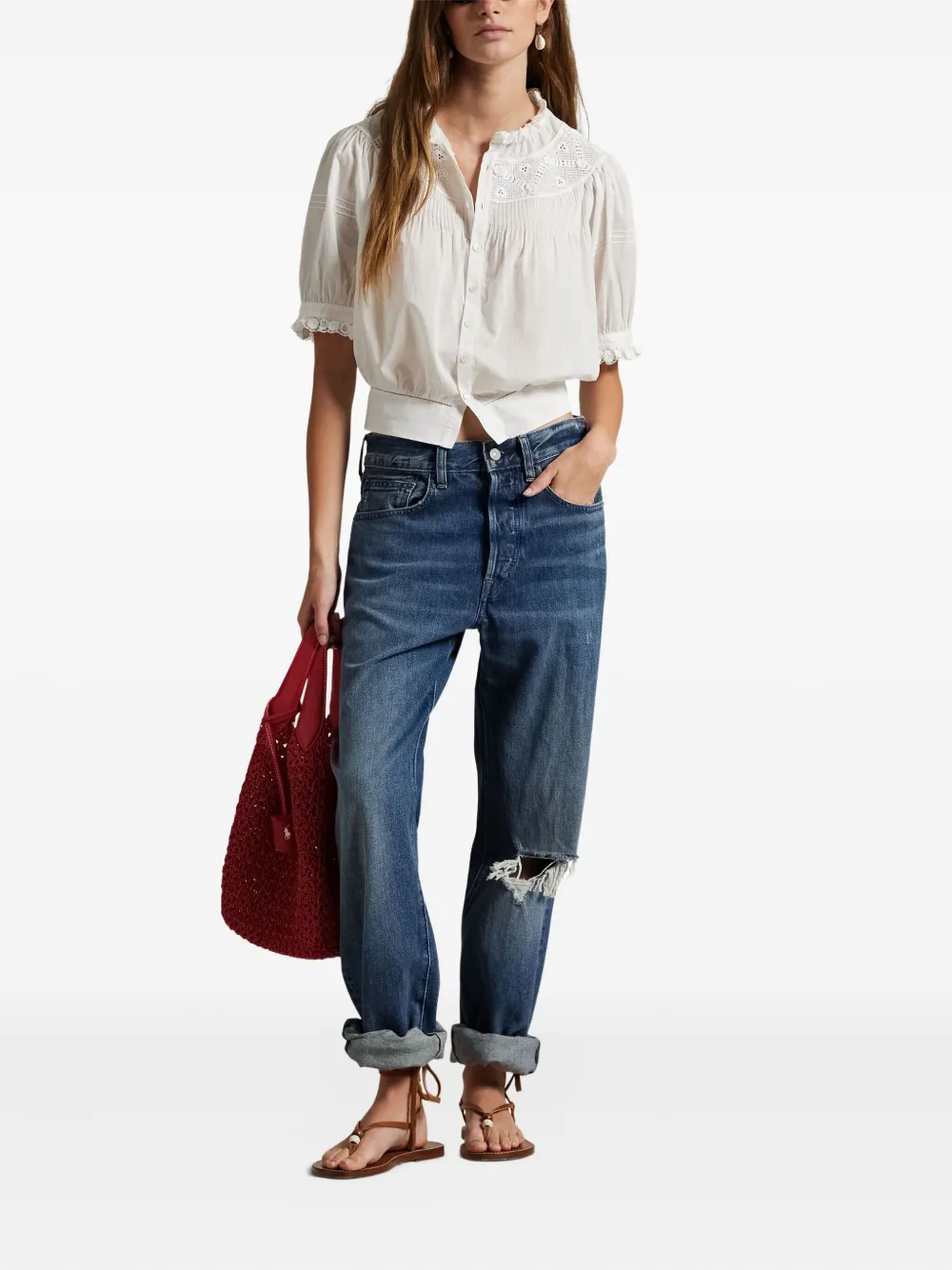 Polo Ralph Lauren Blouse met pofmouwen Wit