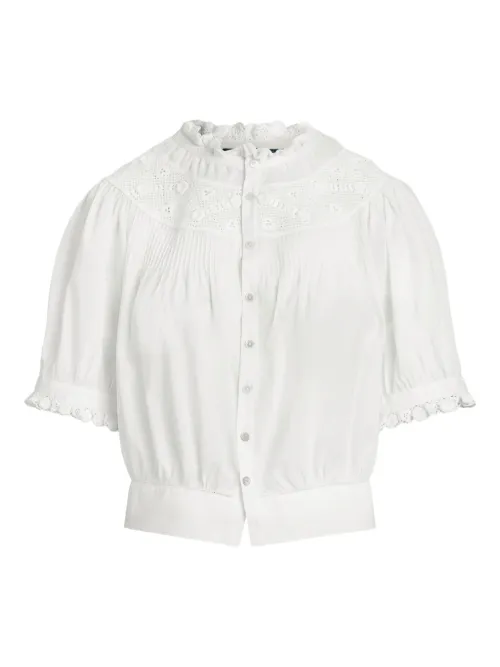 Blouse plissée à manches bouffantes - Polo Ralph Lauren - Modalova