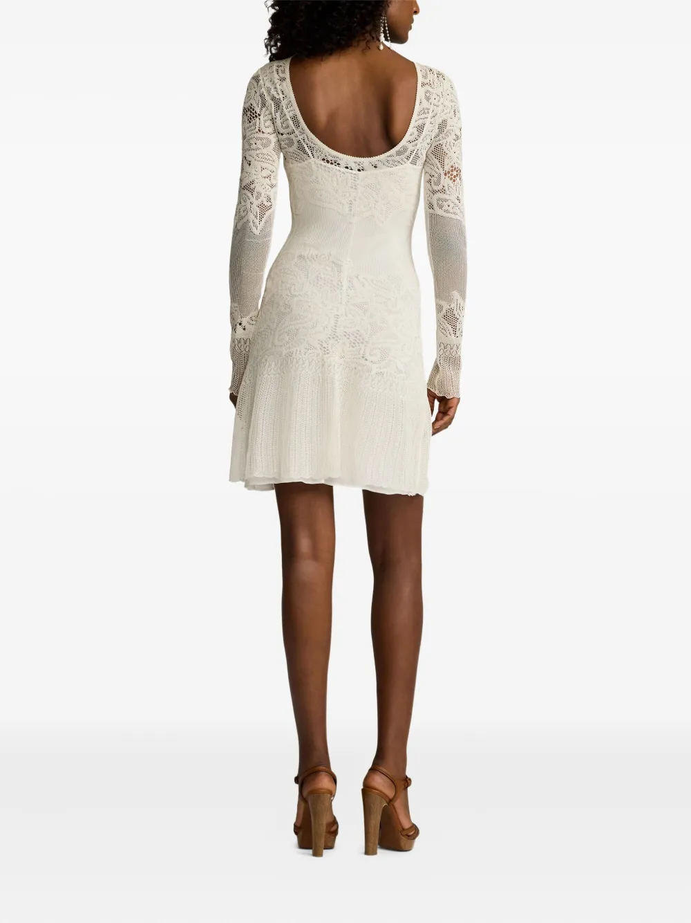 Ralph Lauren Collection Midi-jurk met geborduurd kant Beige