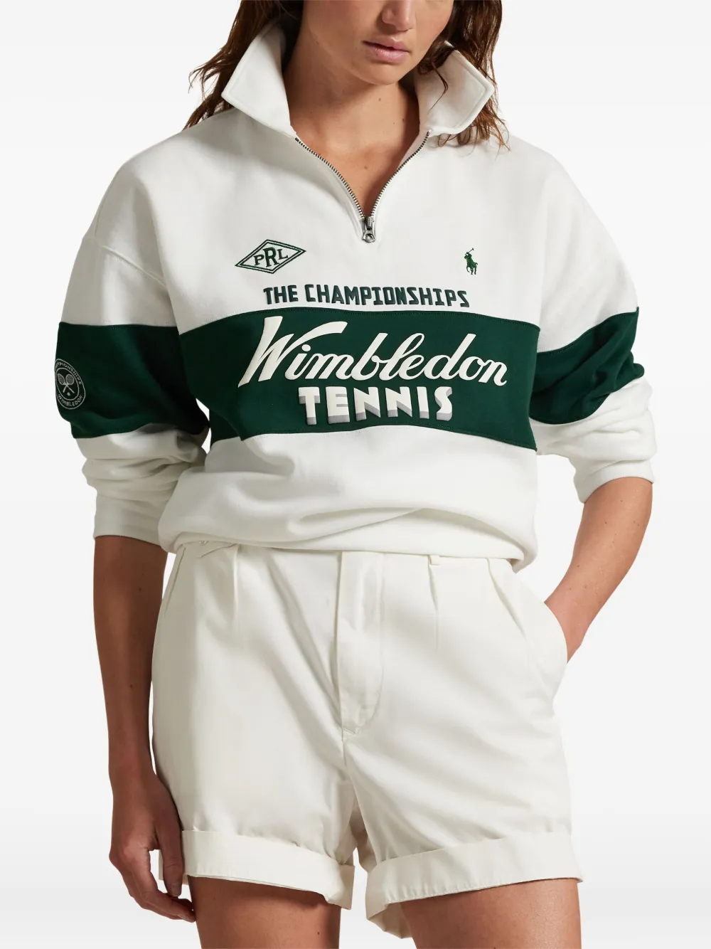 Polo Ralph Lauren x Wimbledon sweater met korte rits Wit