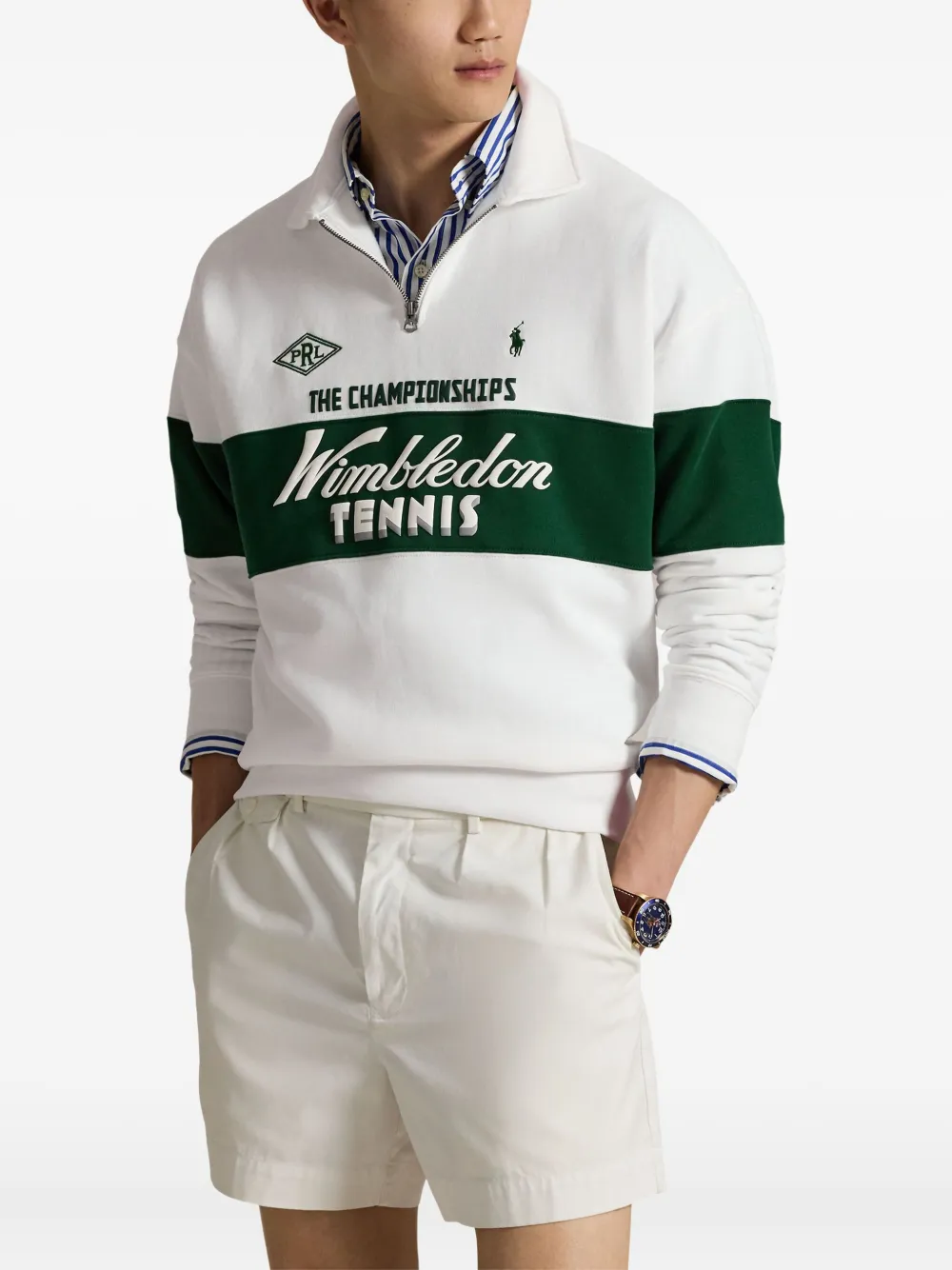 Polo Ralph Lauren x Wimbledon sweater met korte rits Wit