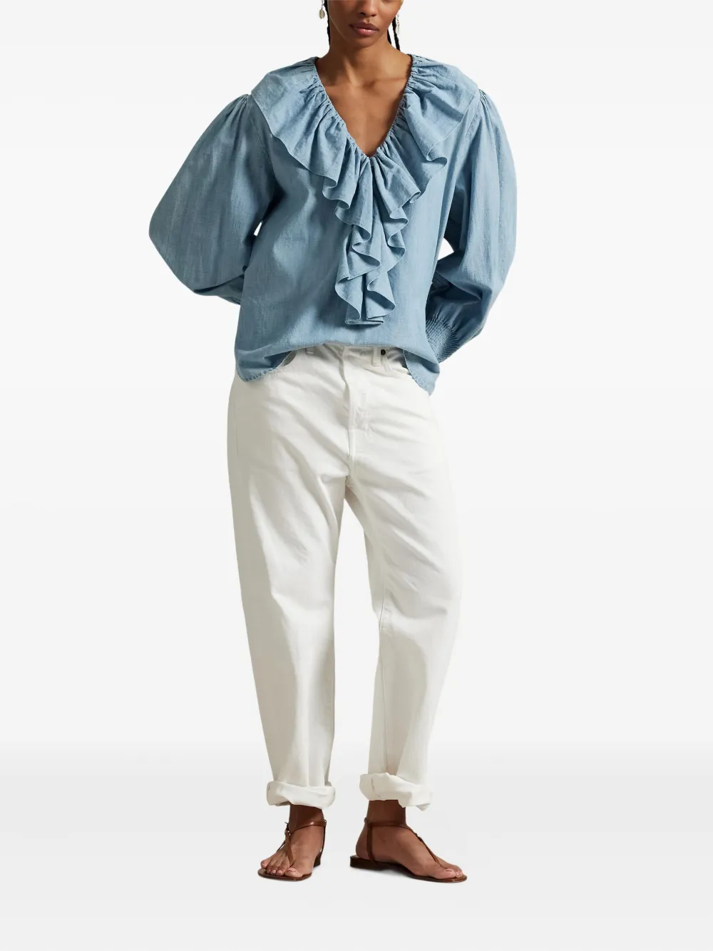 Polo Ralph Lauren Blouse met ruches Blauw