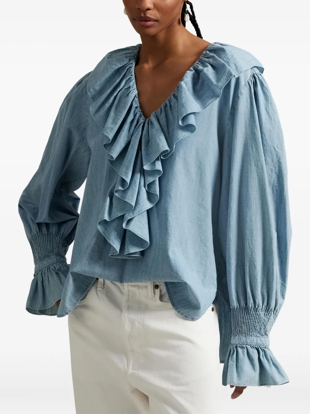Polo Ralph Lauren Blouse met ruches Blauw