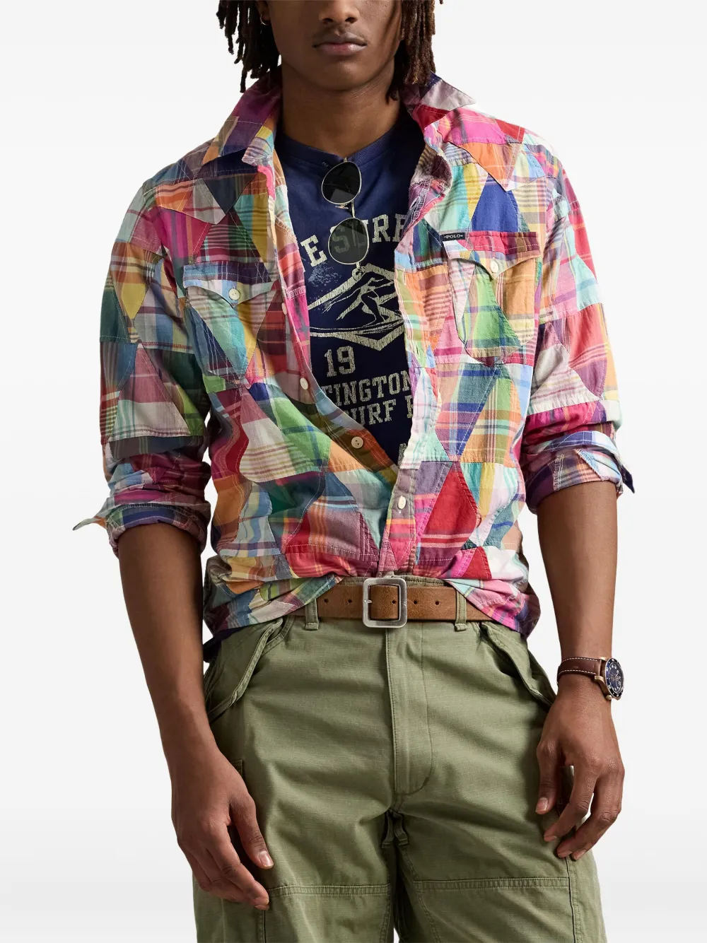 Polo Ralph Lauren Katoenen overhemd met patchwork Roze
