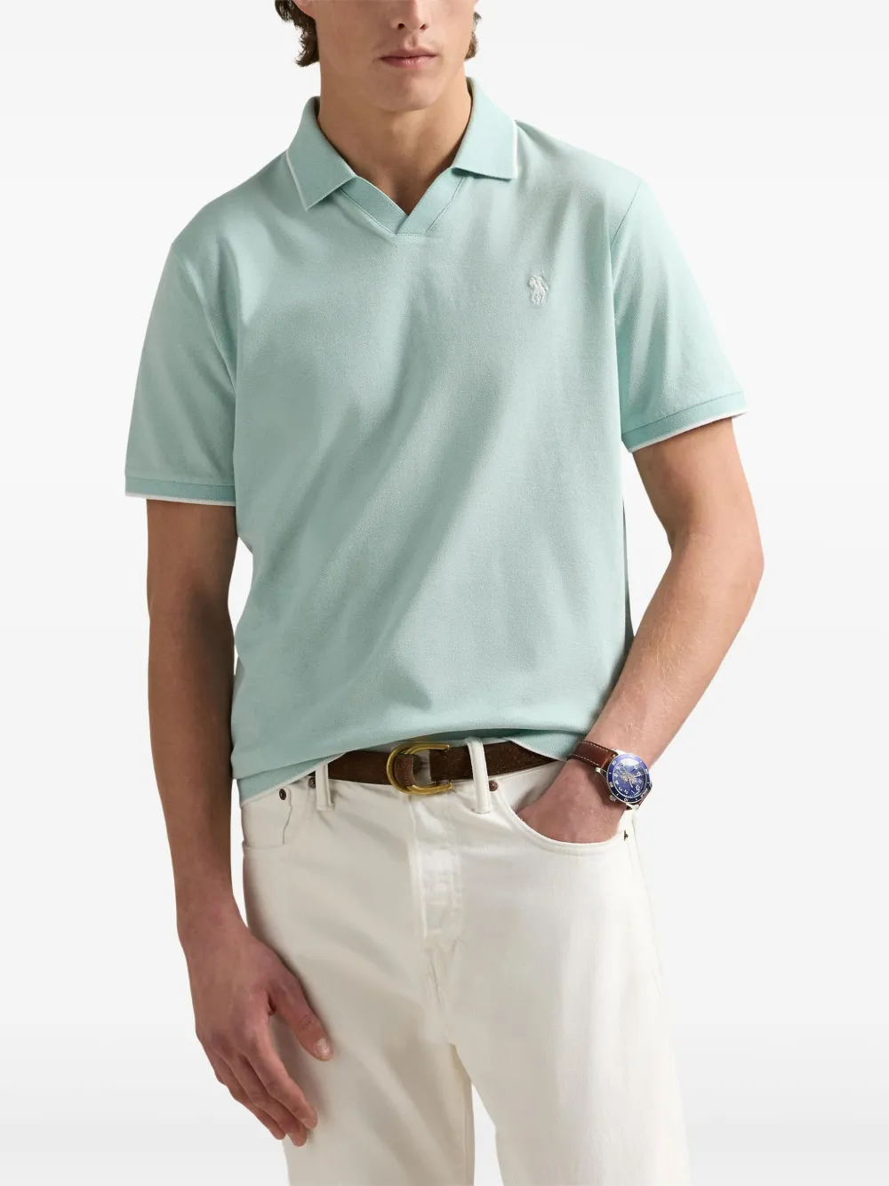 Polo Ralph Lauren Mesh poloshirt met jacquard Blauw