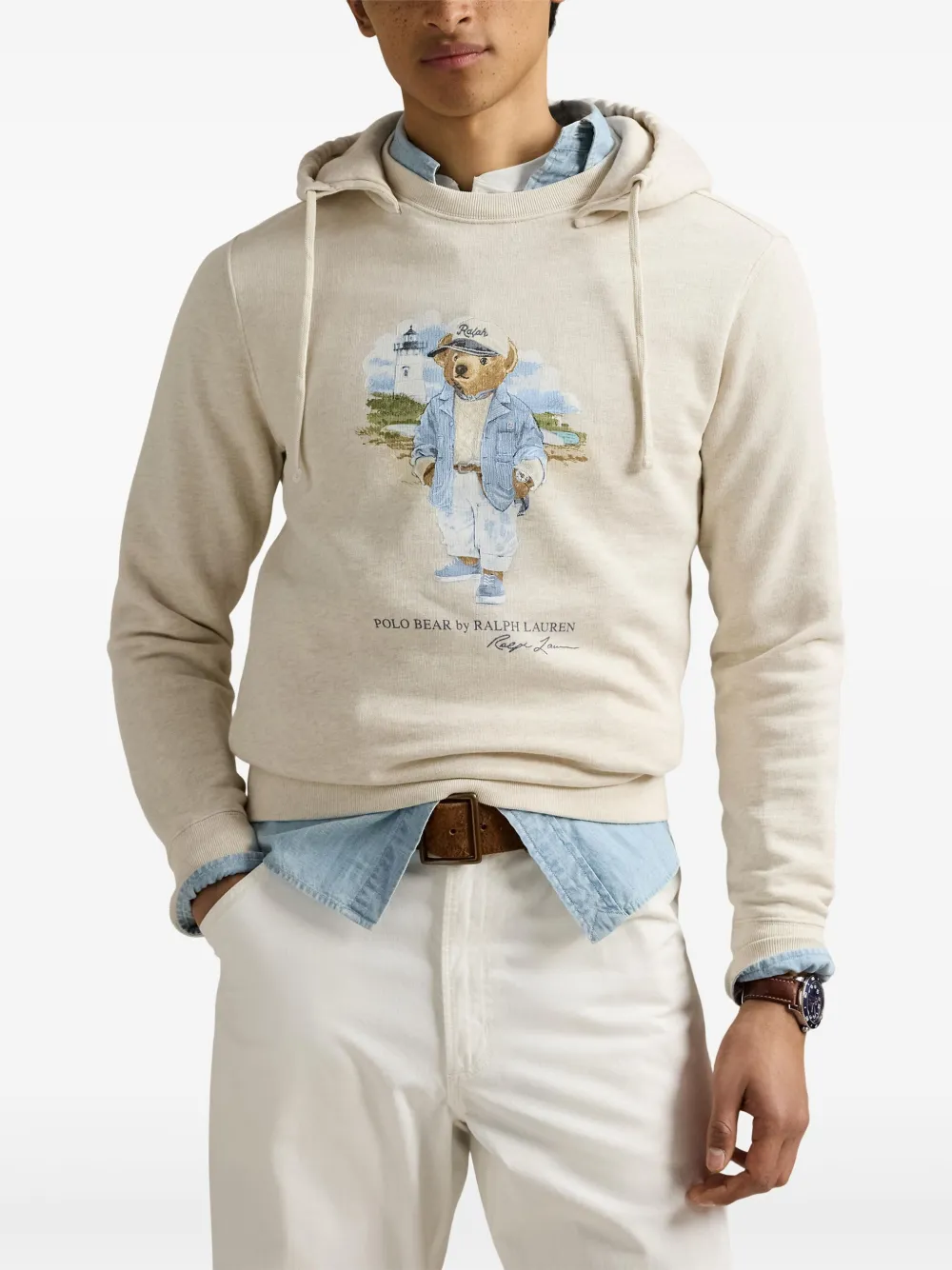 Polo Ralph Lauren Hoodie met teddybeerprint Beige