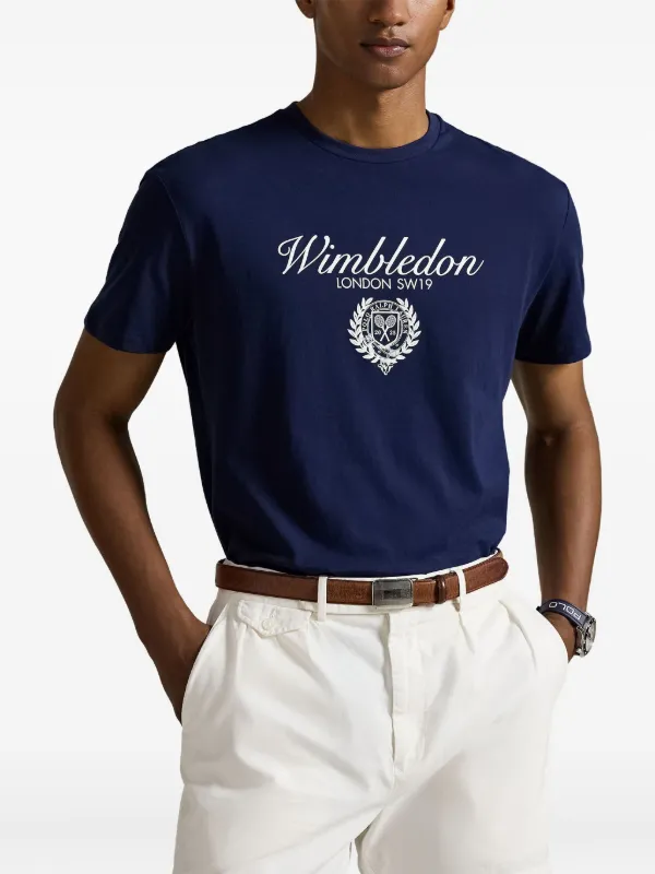 注目コラボ【Polo Ralph Lauren】Wimbledon コットン Tシャツ Polo Ralph Lauren x Wimbledon ロゴ Tシャツ | ブルー