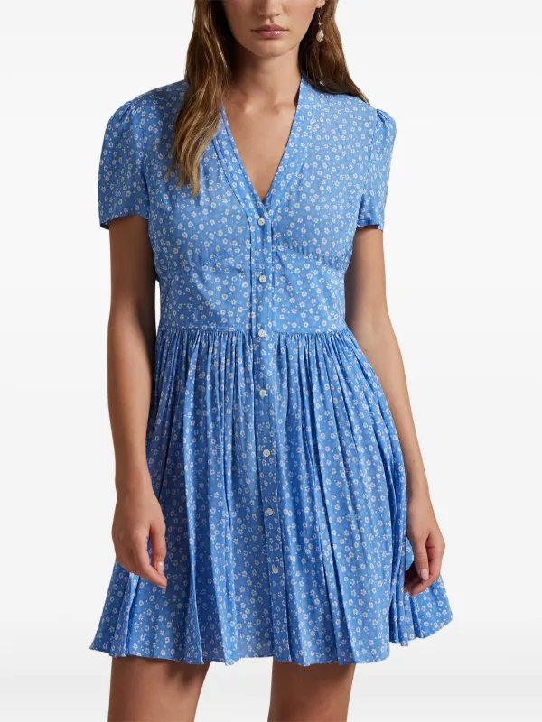 princess polly baby blue dress Floral minidress in blue - Polo Ralph Lauren main image 0