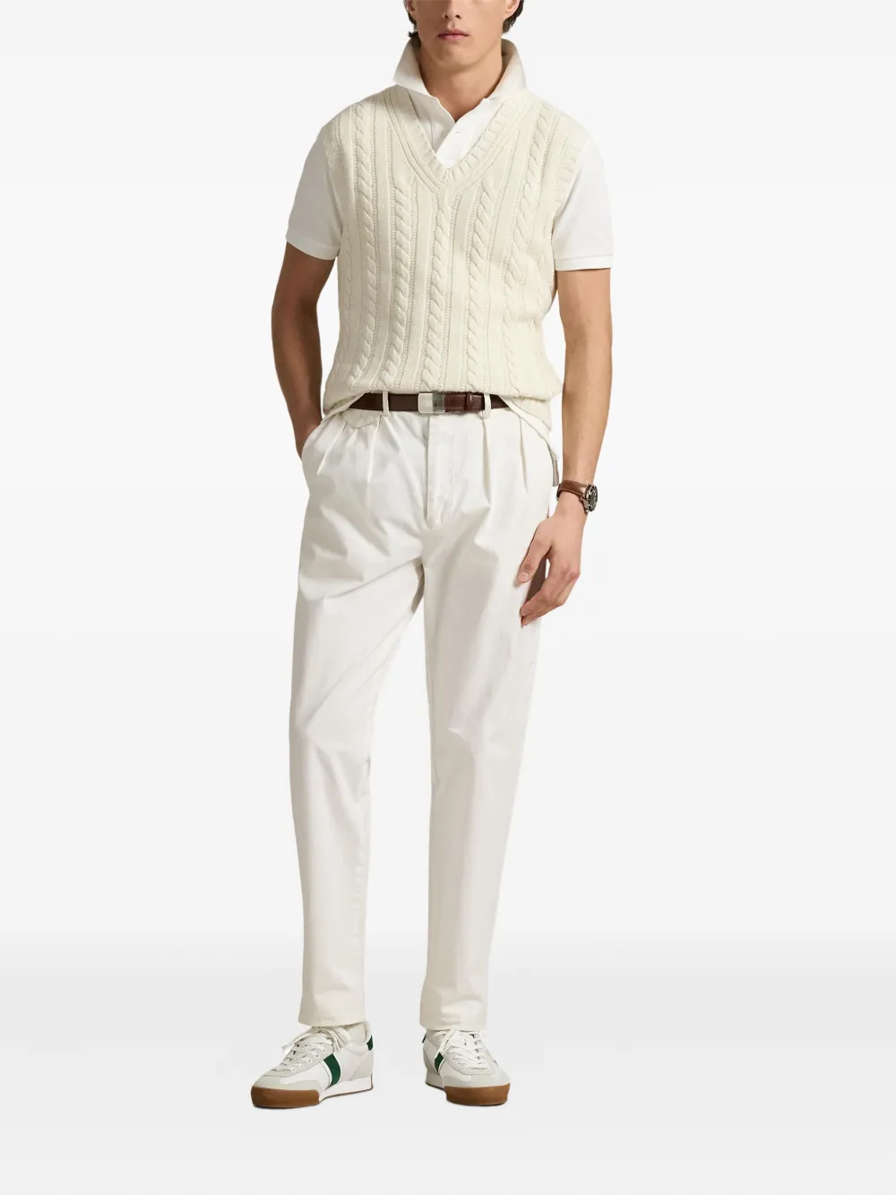 Polo Ralph Lauren Kabelgebreide spencer Wit
