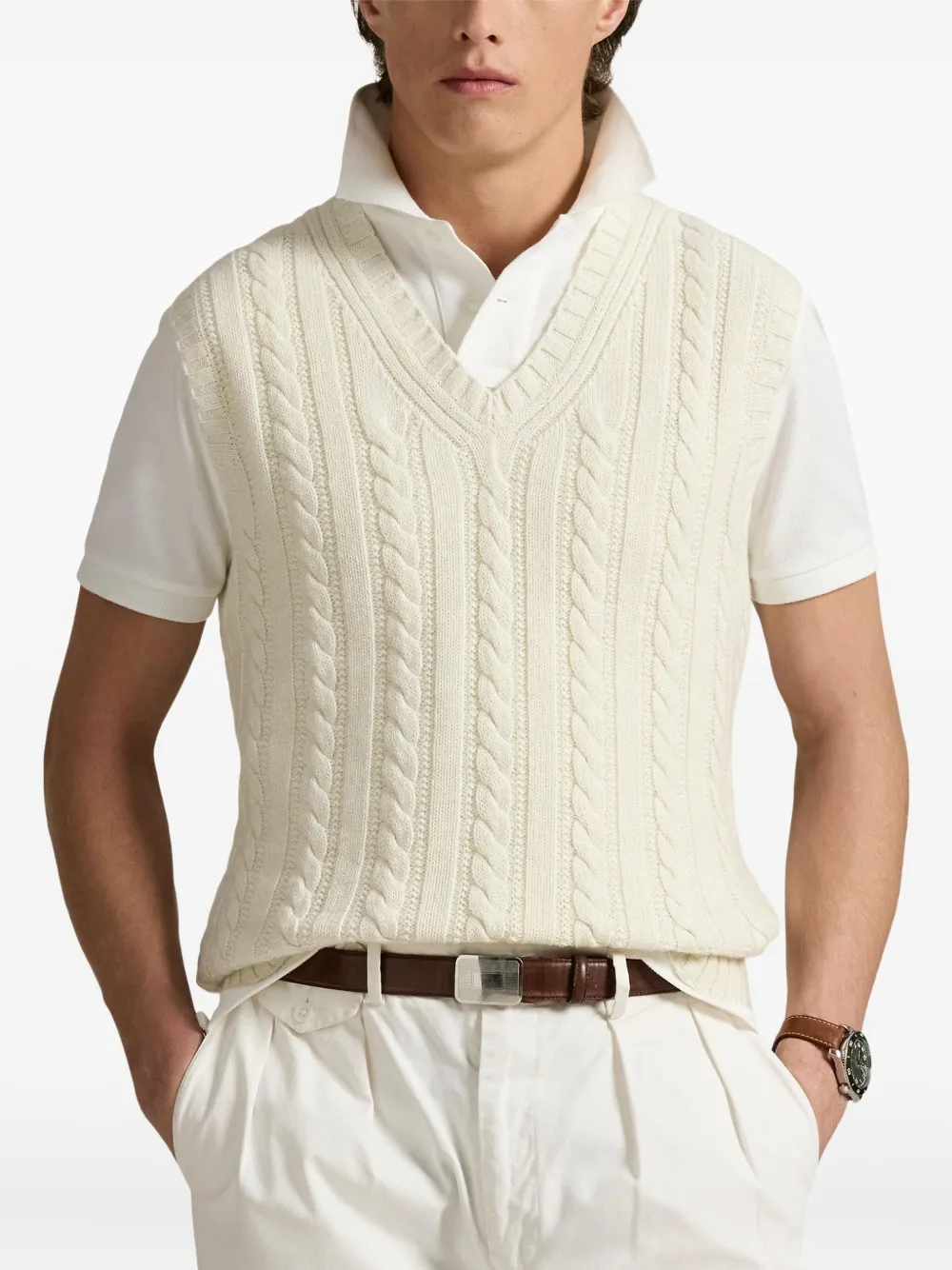 Polo Ralph Lauren Kabelgebreide spencer Wit