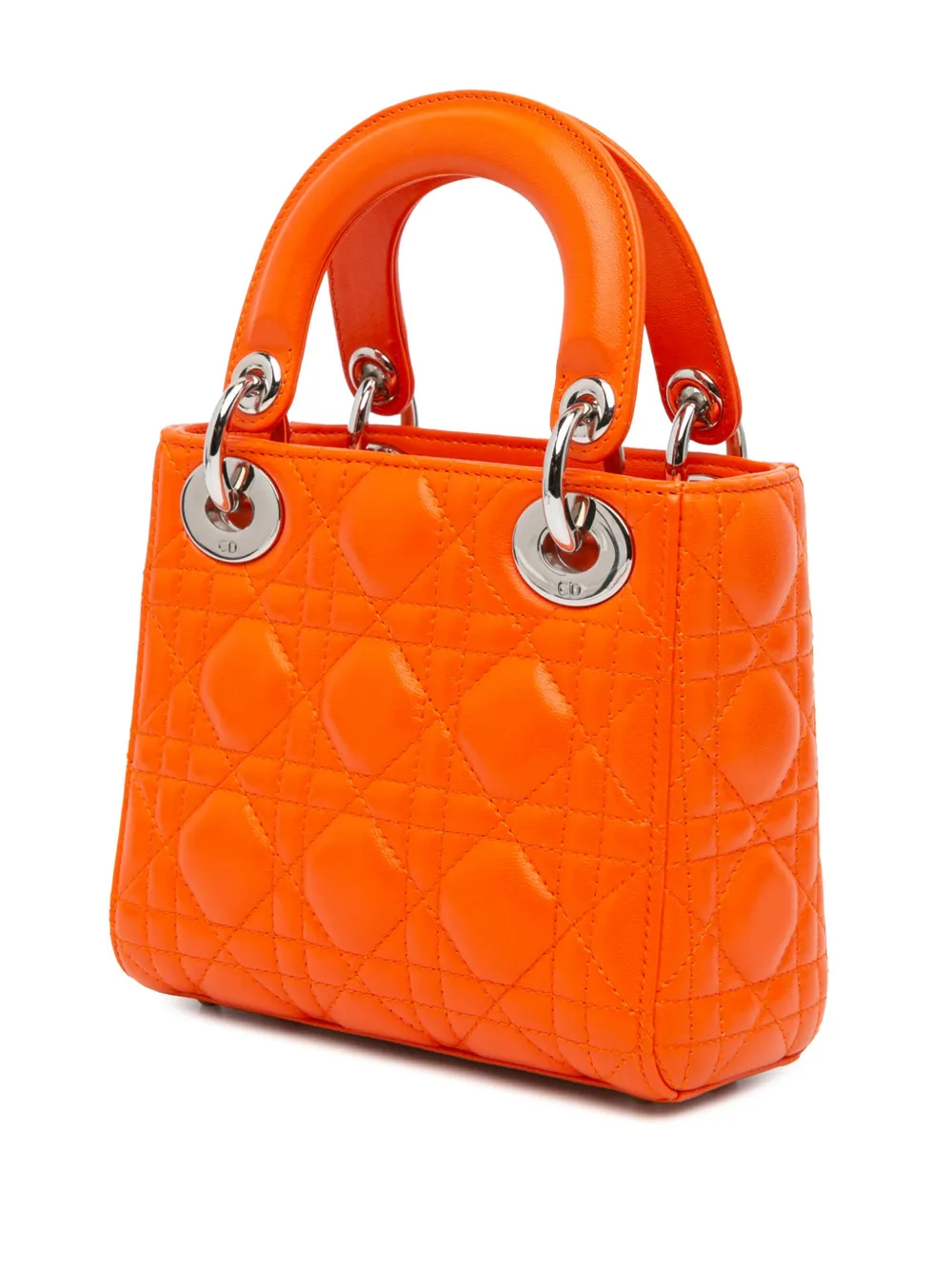 Christian Dior Pre-Owned 2016 Cannage Lady Dior kleine leren boekentas - Oranje