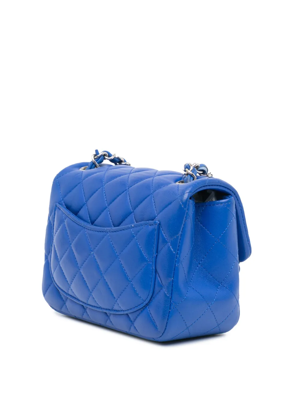 CHANEL Pre-Owned 2019 Mini Classic Single Flap lamsleren vierkante crossbodytas - Blauw