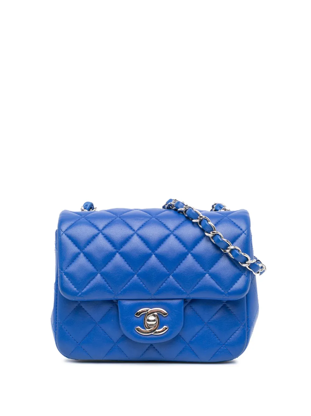 CHANEL Pre-Owned شنطة كروس 'سكوير كلاسيك سينغل فلاب' جلد صغيرة 2019 | أزرق | Image 1