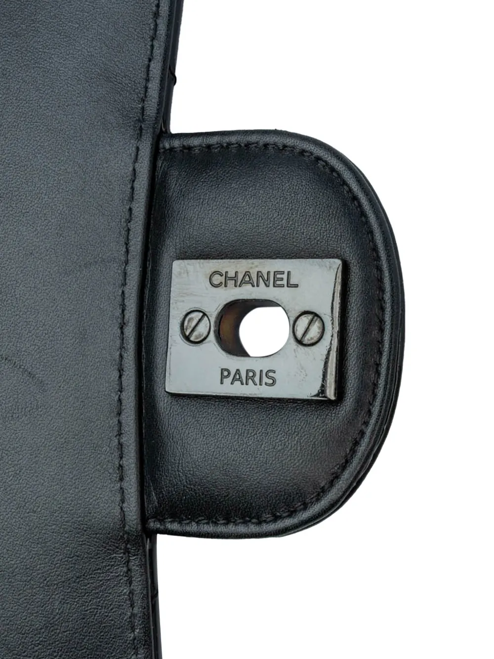 Pre-owned Chanel 2021-2024 Mini Square Classic Patent So Black Single Flap Crossbody Bag