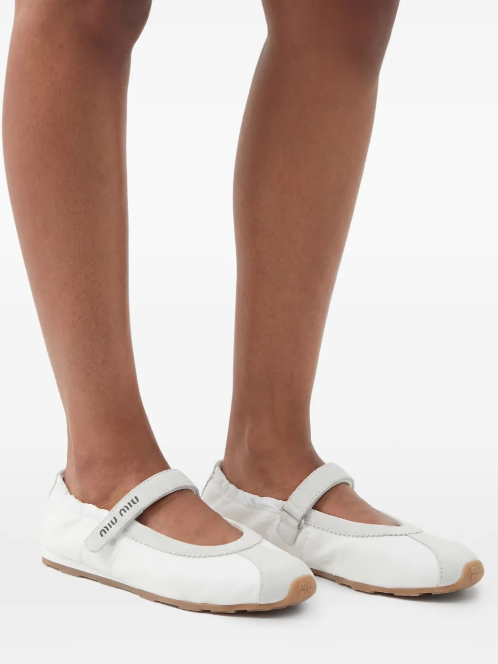 Miu Ballerina's met suède vlakken Wit
