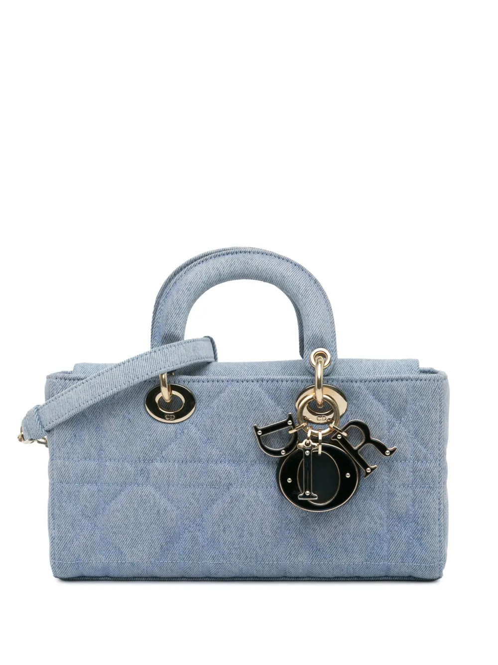 Christian Dior Pre-Owned 2022 スモール デニム マクロカナージュ レディ D ジョイ サッチェルバッグ - Christian Dior Pre-Owned 2022 スモール デニム マクロカナージュ レディ D ジョイ サッチェルバッグ -