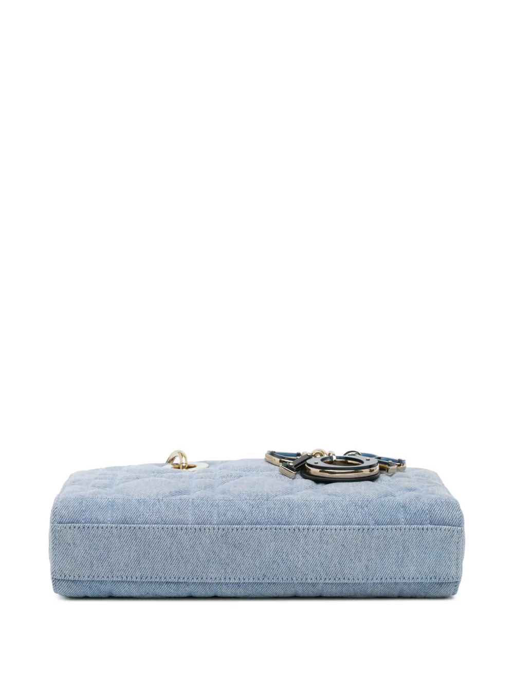 Pre-owned Dior 2022 Small Denim Macrocannage Lady D Joy Satchel In Blue