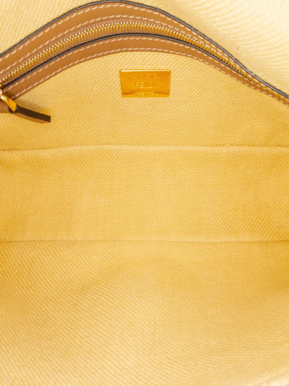 Pre-owned Fendi 2010-2024 Zucca Embroidered Canvas Baguette Satchel In Yellow