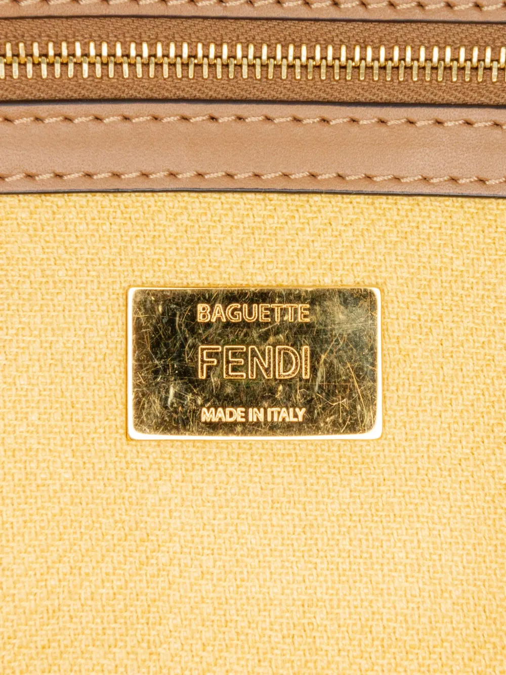 Pre-owned Fendi 2010-2024 Zucca Embroidered Canvas Baguette Satchel In Yellow