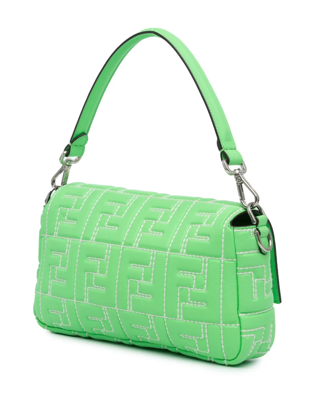 Fendi Pre-Owned 2010-2024 Zucca Baguette Stitched leren boekentas met reliëf - Groen