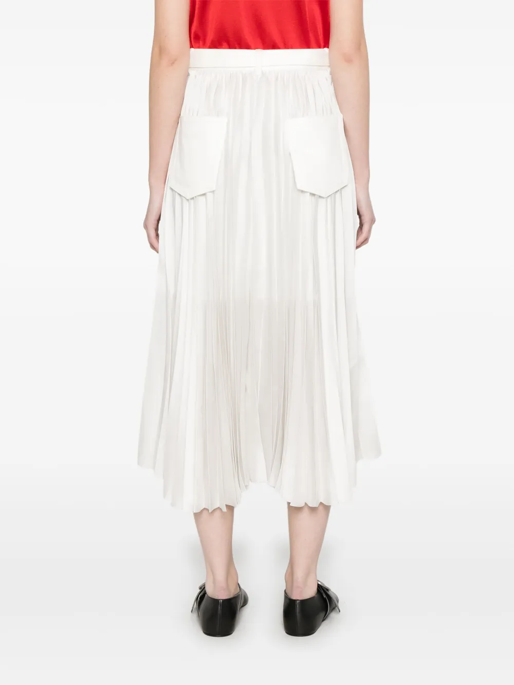 sacai Midi-rok met geplooide rug Wit