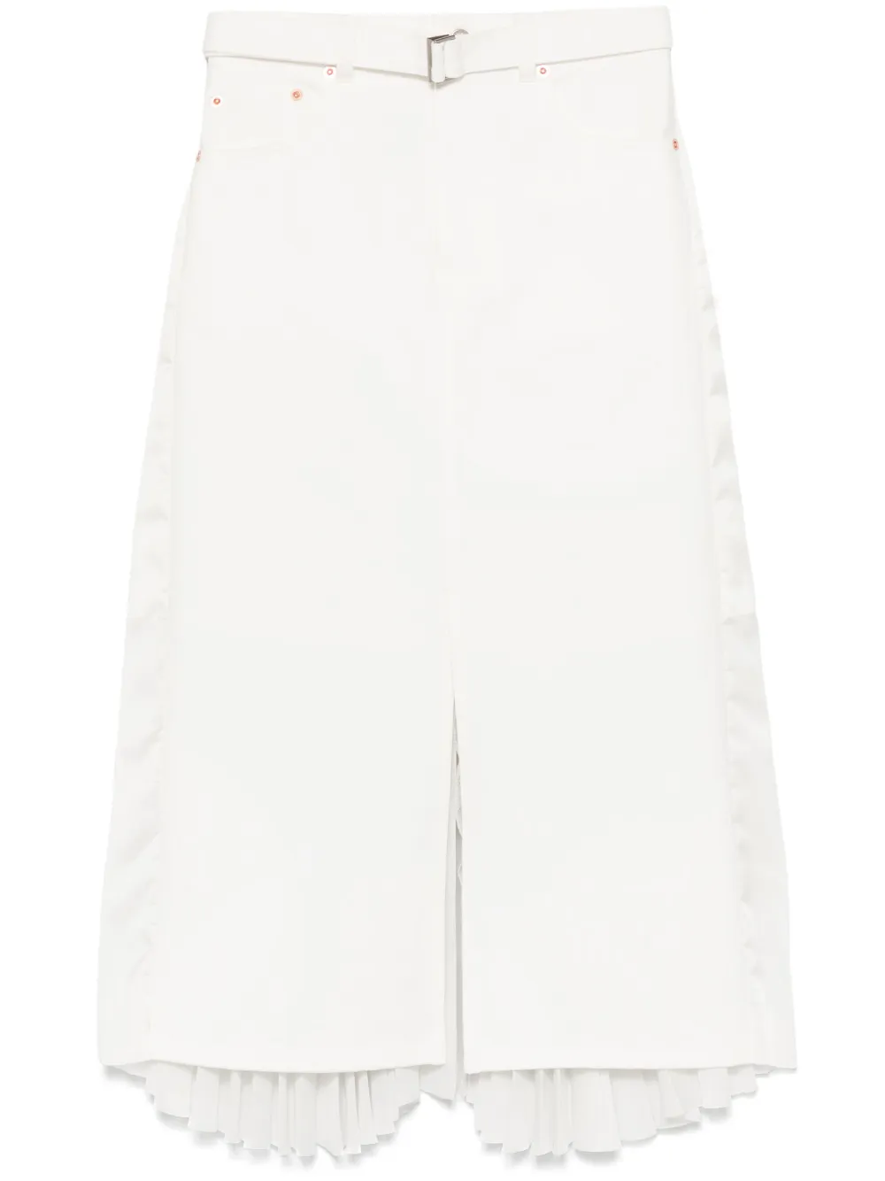 sacai falda midi con pliegues en la parte trasera | blanco | Image 1
