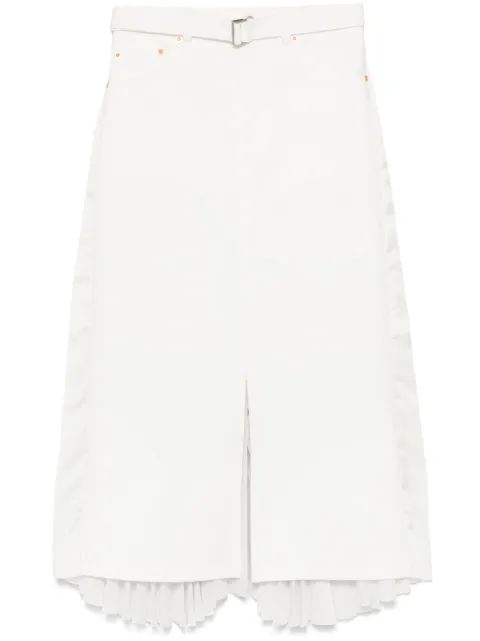 sacai falda midi con pliegues en la parte trasera