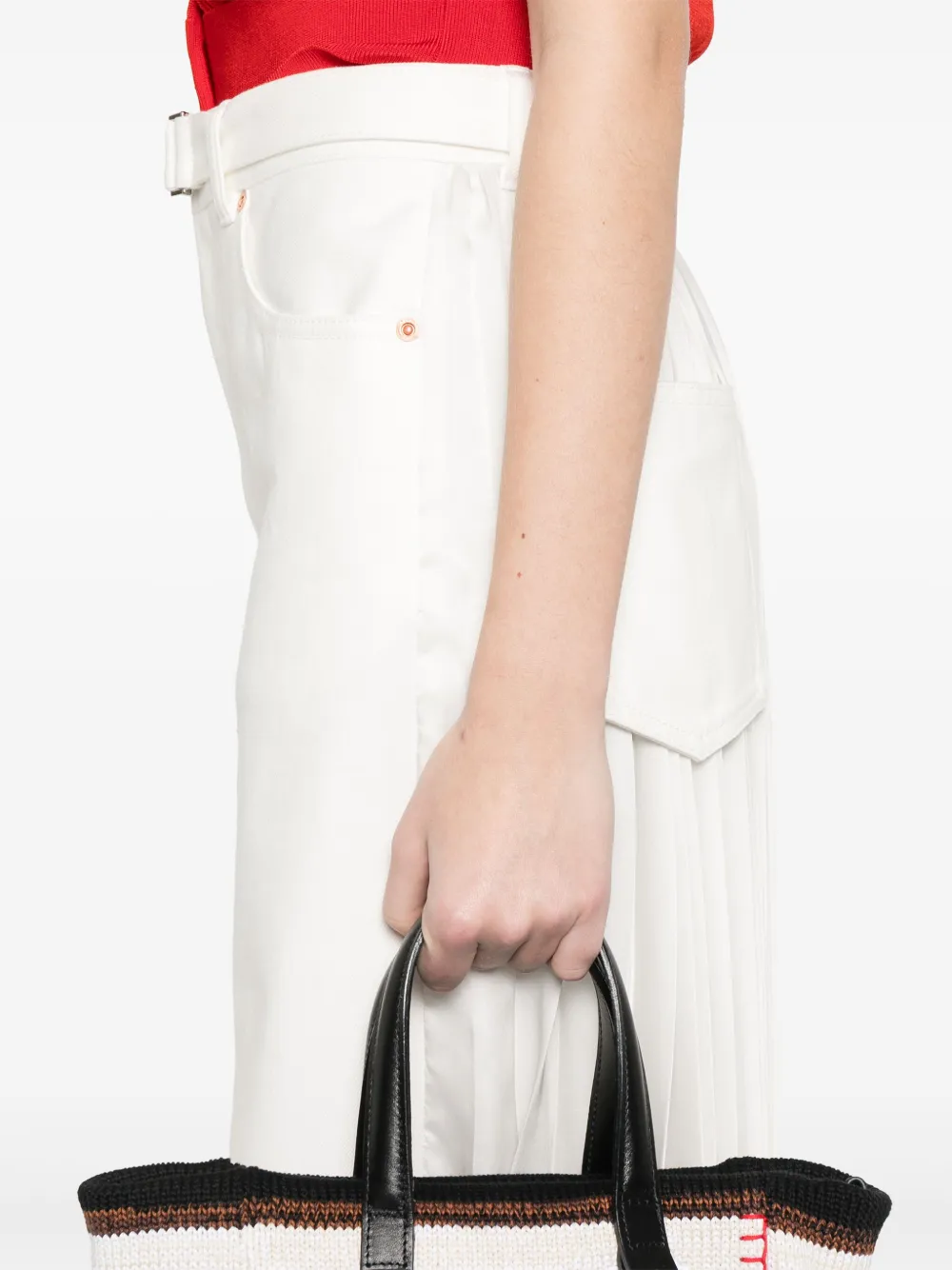 sacai Midi-rok met geplooide rug Wit